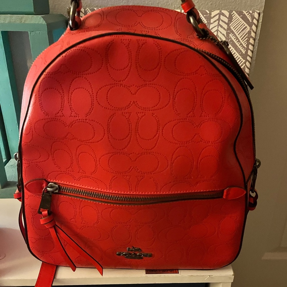 Brand new coach red leather backpack